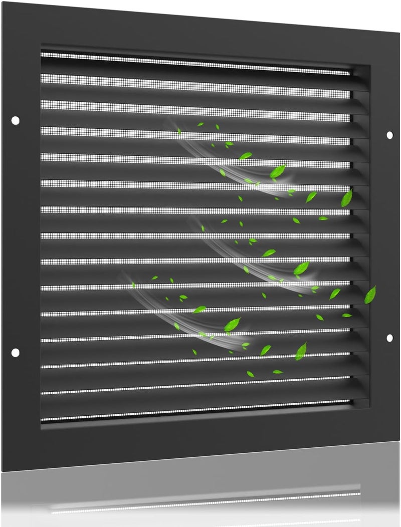 Elecoman 2pcs 12" X 12" Aluminum Gable Vent,Metal Attic Vents with Screen,Stylish Design Return Air Grill,Enhance Air Circulation,Perfect for Storage Shed/Home Attic/Garage/Sidewall/Ceiling(Black)… - Image 1